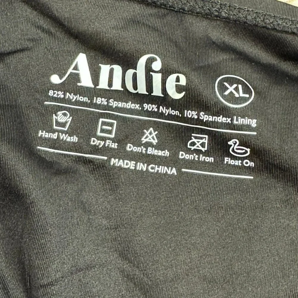 Andie The Amalfi One‎ Piece Swimsuit Spaghetti Strap Padded Stretch Black XL